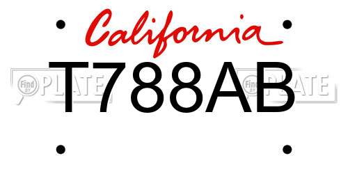 T788AB California License Plate