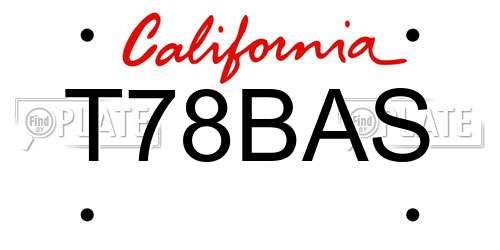 T78BAS California License Plate