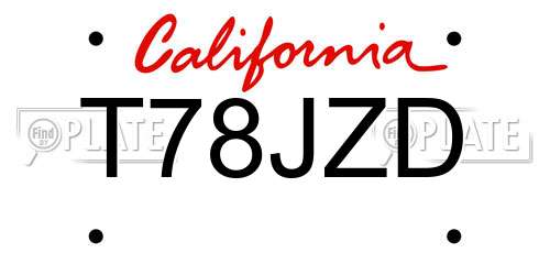 T78JZD California License Plate