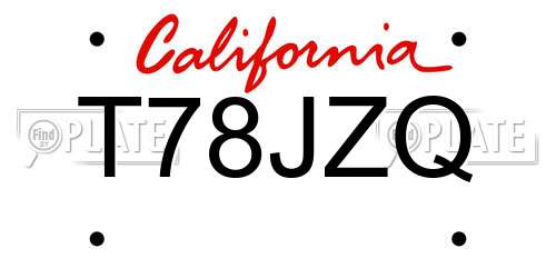 T78JZQ California License Plate