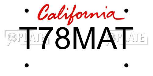 T78MAT California License Plate