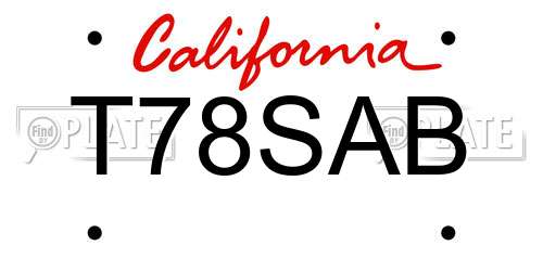 T78SAB California License Plate