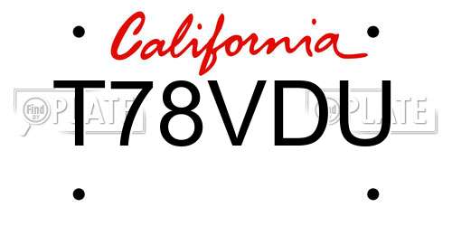 T78VDU California License Plate