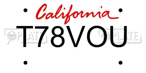 T78VOU California License Plate