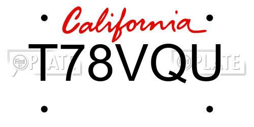 T78VQU California License Plate