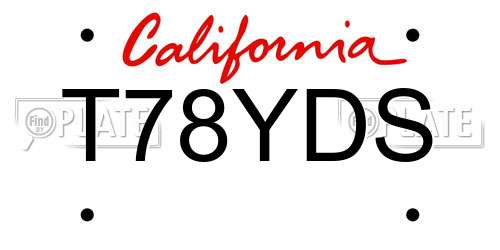 T78YDS California License Plate