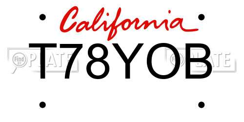 T78YOB California License Plate