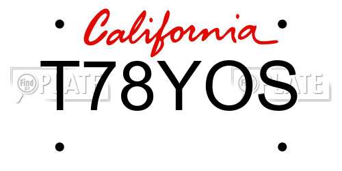 T78YOS California License Plate