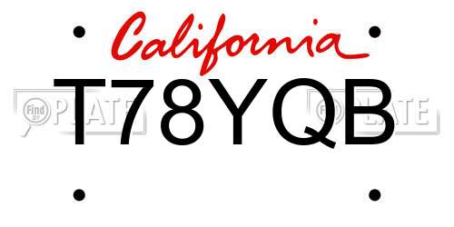 T78YQB California License Plate