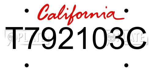 T792103C California License Plate