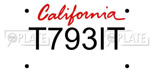 T793IT California License Plate