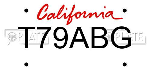 T79ABG California License Plate