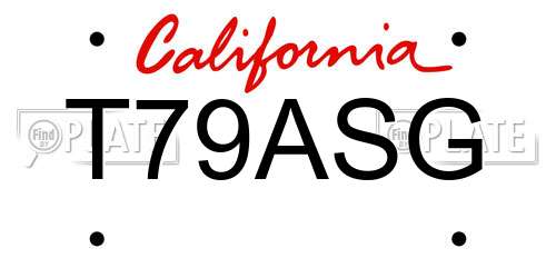 T79ASG California License Plate