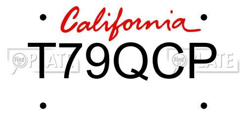 T79QCP California License Plate