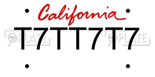 T7TT7T7 California License Plate