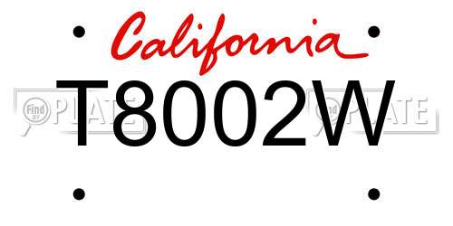 T8002W California License Plate