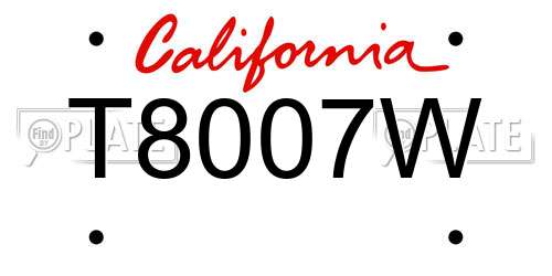 T8007W California License Plate