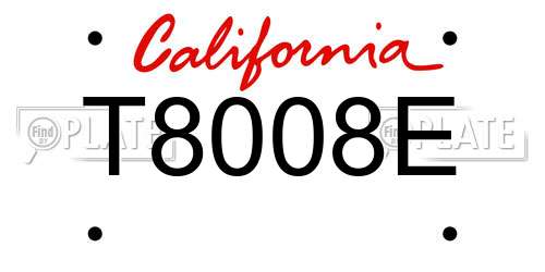 T8008E California License Plate