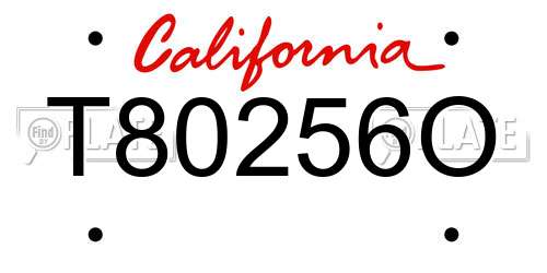 T80256O California License Plate