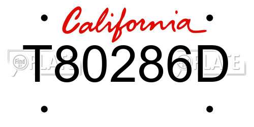 T80286D California License Plate