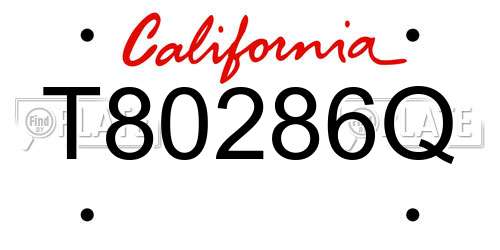 T80286Q California License Plate