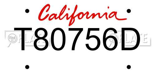 T80756D California License Plate