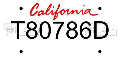 T80786D California License Plate