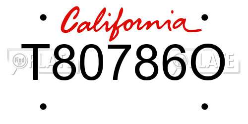 T80786O California License Plate