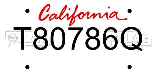 T80786Q California License Plate