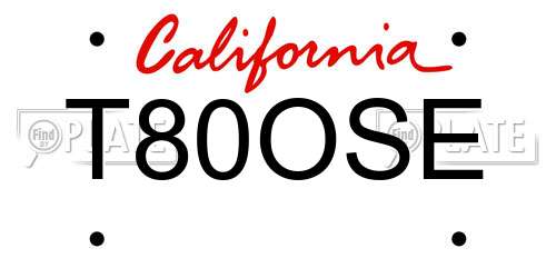T80OSE California License Plate