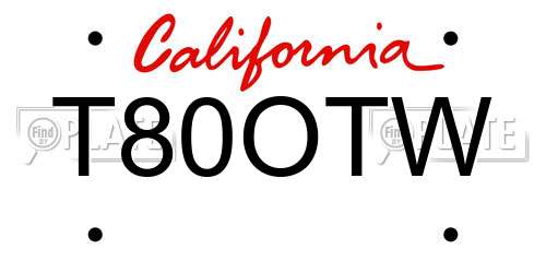T80OTW California License Plate