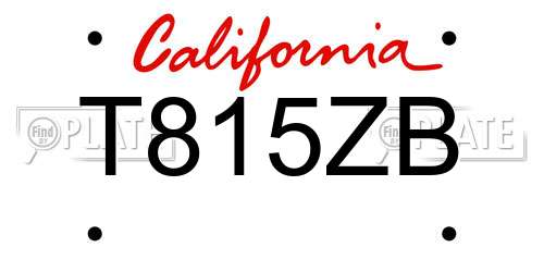 T815ZB California License Plate