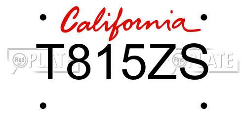 T815ZS California License Plate