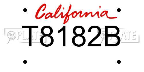 T8182B California License Plate