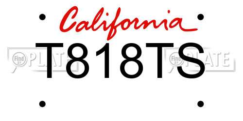 T818TS California License Plate