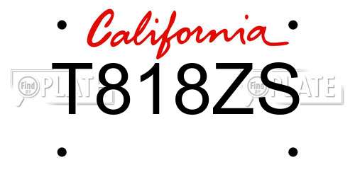 T818ZS California License Plate