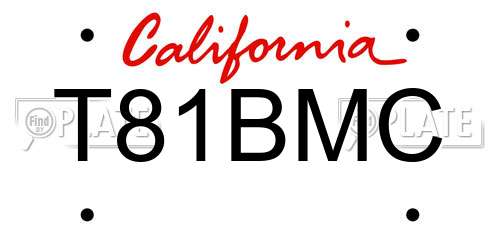 T81BMC California License Plate