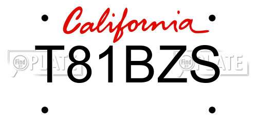 T81BZS California License Plate