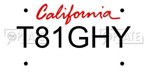 T81GHY California License Plate
