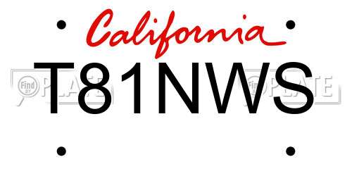 T81NWS California License Plate