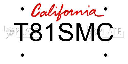 T81SMC California License Plate
