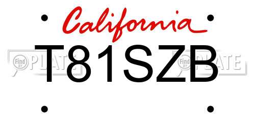 T81SZB California License Plate