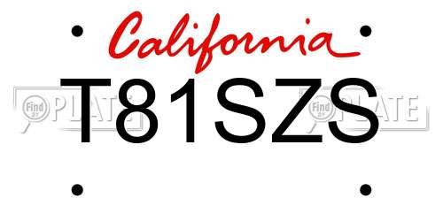 T81SZS California License Plate