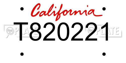 T820221 California License Plate