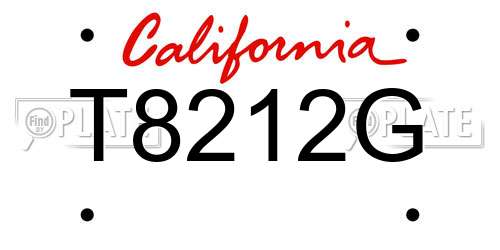 T8212G California License Plate
