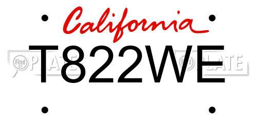 T822WE California License Plate