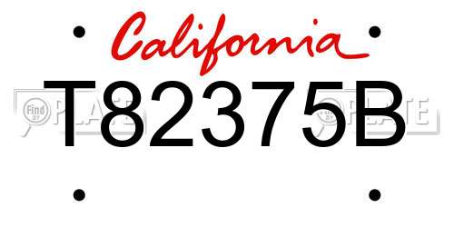 T82375B California License Plate