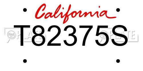 T82375S California License Plate