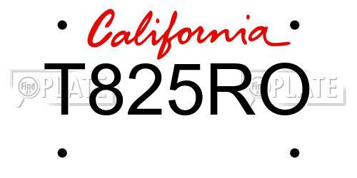 T825RO California License Plate