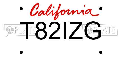 T82IZG California License Plate